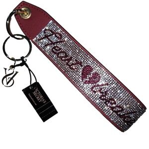 Victoria's Secret Rhinestones Wristlet Red and Silver Keychain NWT